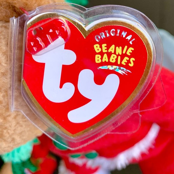 2004 40139 Kringle Christmas Teddy Bear Retired Ty Beanie Baby Plush MWMT - Picture 4 of 6